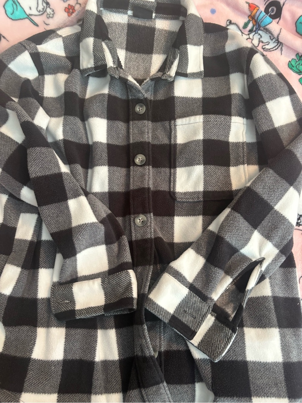 Eddie Bauer Black & White Buffalo Plaid Button-Down Shirt